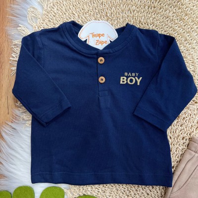 Conj. Blusa Manga Longa Baby Boy e Calça de Moletom - Marinho